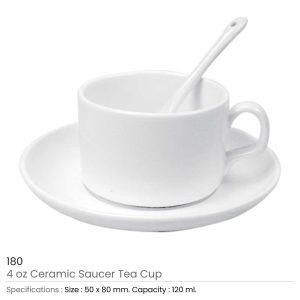 Ceramic Saucer Tea Cup with Spoon 180 01