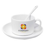 Ceramic Saucer Tea Cup with Spoon 180 hover tezkargift
