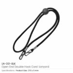 Double Hook Cord Lanyard Black LN 001 BLK 600x600 1